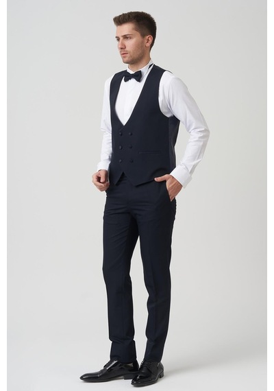 White Stone Chicago D2403 Slim Fit 6 Drop Damatlık Takım Elbise Lacivert - Laci Lacivert