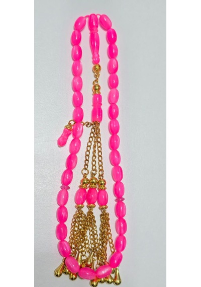 Ağır Püskül Pembe Sentetik Opal Tesbih