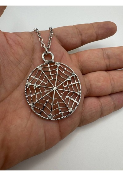 Yuvarlak Örümcek Ağı Figürlü Unisex Kolye ,  Ve Gizemli  Tasarımı Çok renkli