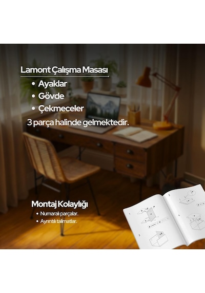 Lamont Çalışma Masası Koyu Ceviz 140x75 Cm Lamont Çalışma Masası Koyu Ceviz 140x75 Cm
