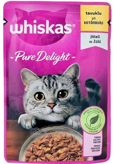 Whiskas Pouch Pure Delight Jöle İçinde Tavuklu Yetişkin Kedi Konservesi 28 Adet 85 Gr