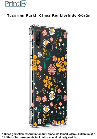 Samsung Galaxy M35 İle Uyumlu Çiçek Baskılı Şeffaf Köşe Korumalı Antişok Kılıf