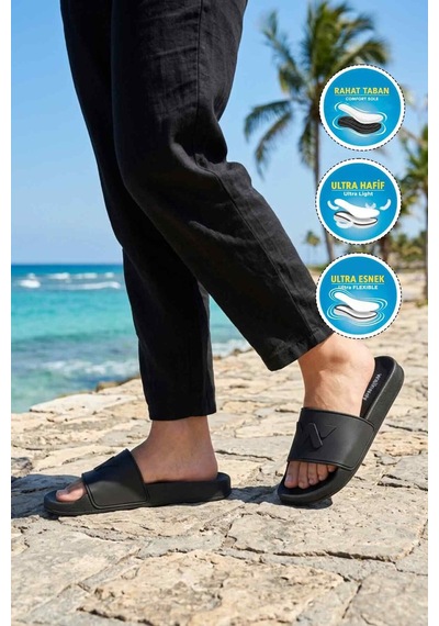 Walkway Siyah Hafif Esnek Unisex Terlik 8000-02 G