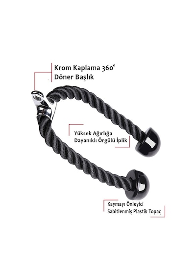 Xtreme Fitness Triceps Halatı Siyah