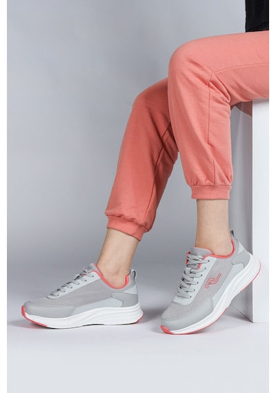 Jump 28086 Gri - Somon Pembe Kadın Sneaker Günlük Spor Ayakkabı Açık Gri - Somon