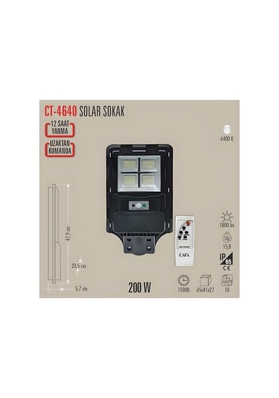 Tr Ct-4640 200w Solar Sokak Min-100w - Max-120w Armatür