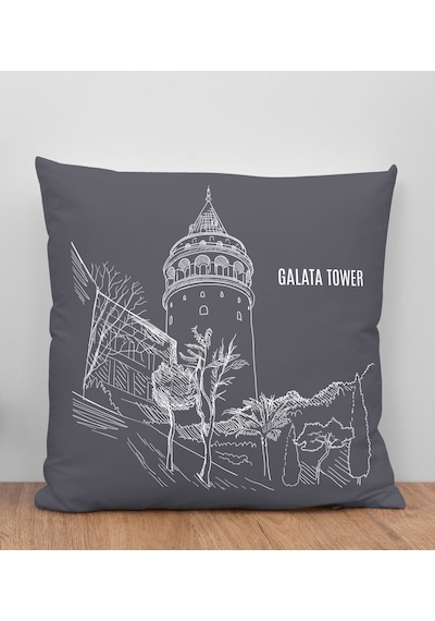 Bk Gift İstanbul Tasarımlı Antrasit Kırlent Yastık, Arkadaşa Hediye, Ev Dekorasyonu, Ev Hediyesi-6