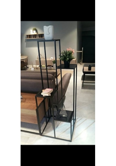 Çiçeklik Zlf Dekoratif Kule Model Metal Transmisyon Çelik Siyah S (460502970)