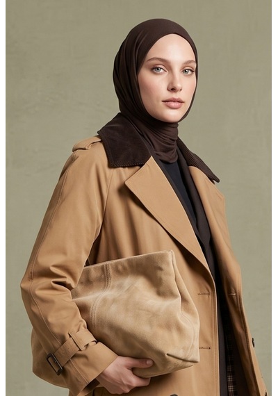 Avenna Kontrast Yaka Belden Kemerli Yandan Cepli Kap 125 Cm Boy Camel 26kt713