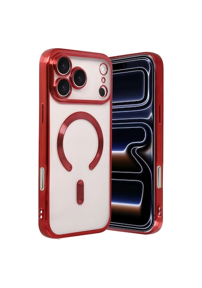 Apple iPhone Uyumlu  17 Pro Max Uyumlu Kross Magneticsafe Kapak - Kırmızı