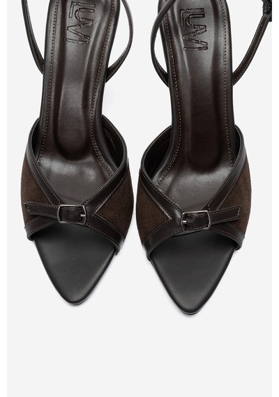 Luvi Shoes Ulea Kahverengi Cilt Süet Kadın İnce Topuklu Ayakkabı