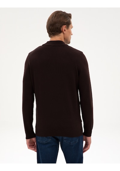 Pierre Cardin Koyu Kahverengi Slim Fit Yarım Balıkçı Yaka Basic Triko Kazak 50315457-vr084 Pierre Cardin Koyu Kahverengi Slim Fit Yarım Balıkçı Yaka Basic Triko Kazak 50315457-vr084