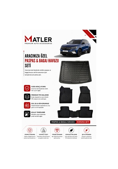 Renault Austral 2026 Model 4d Ekstra Havuzlu Paspas Ve Bagaj Havuzu Set