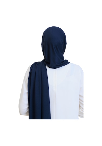 Modish Group Penye Boyun Kapamalı Şal Başörtü Hazır Giyim Turban Esnek Jersey Şal Lacivert