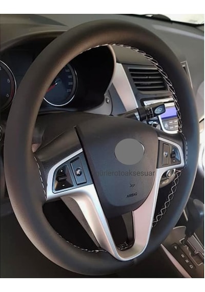 Hyundai I20 Dikmeli Direksiyon Kılıfı Gri Ipli A+Plus (11Cm)