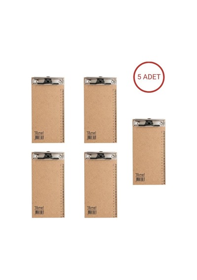Temel 1/3 A4 Ahşap Sekreterlik Metal Klipsli Kalem Tutma Aparatlı 5li Set