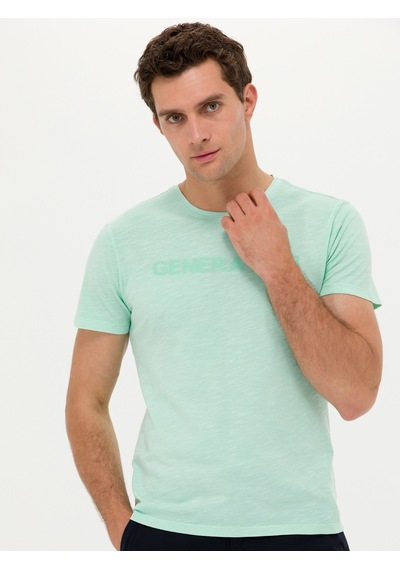 Yesıl Slim Fit Bisiklet Yaka T-shirt Yeşil