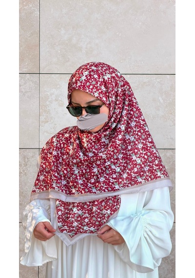 Qalortex Scarf Meyra Desen B.boy Eşarp - Bordo