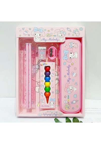 Sanrio Kuromi My Melody Cinnamoroll Kırtasiye Seti 7 Parça My Melody Kırtasiye Seti Pembe
