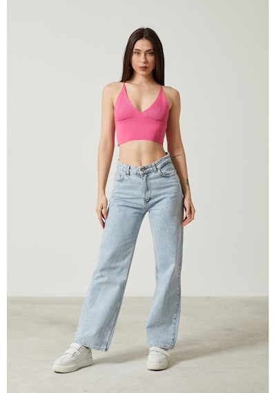 Twenty3 Kadın Super Crop Sırt Detaylı Triko Büstiyer Bluz 001