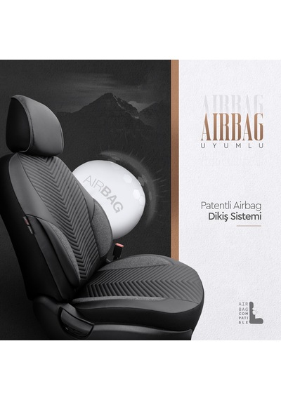 Advanced Design Özel Tasarım Premium Süet-Deri Ekstra Destekli Universal Oto Koltuk Kılıfı Tam Set