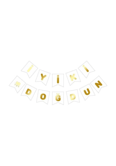 Beysüs Beyaz Üstüne Gold Altın Yaldızlı İyiki Doğdun Yazılı Karton İpli Yazı Banner Tüm Yaşlar