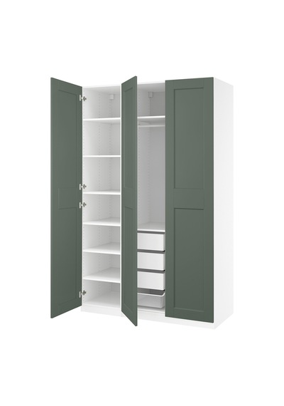 Pax Gardırop, Beyaz-gri-yeşil, 150x60x236 Cm Pax Gardırop, Beyaz-gri-yeşil, 150x60x236 Cm
