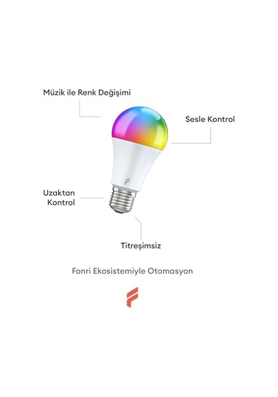Akıllı Led Ampul, 9w-titreşimsiz, 16.7 Milyon Renk, Sesli Kontrol,  2 Diğer