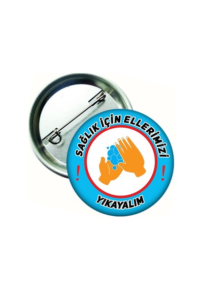 Sağlık için Ellerimizi Yıkayalım Rozeti Rozeti 20 Adet Çok Renkli