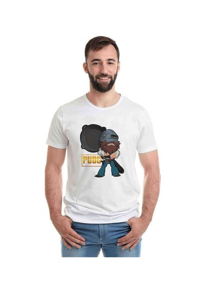 Pubg Tava Baskılı Beyaz Erkek Tshirt