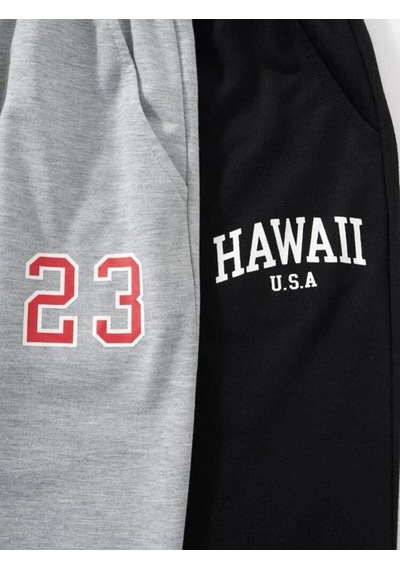 Siyah Ve Gri Eşofman Altı 2'li Takım 23/hawaii Siyah
