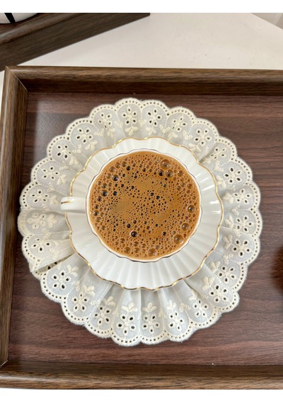 Fisto Fırfırlı Ham Keten Sonum Peçetesi & Kokteyl Peçete Bej 20 Cm 1 Adet Krem