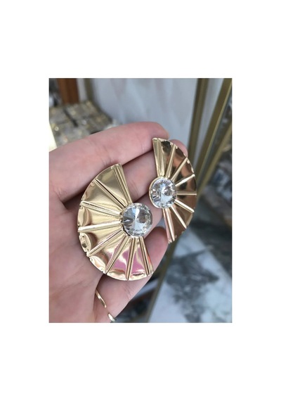 Tek Taş Model Şık Küpe Altın