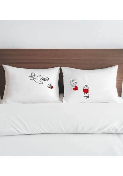 Bk Gift Sevgili Tasarımlı Pamuklu 2 Li Yastık Kılıfı Seti-1 50x70cm , Sevgiliye , Ev si, Tasarım Ev Tekstili