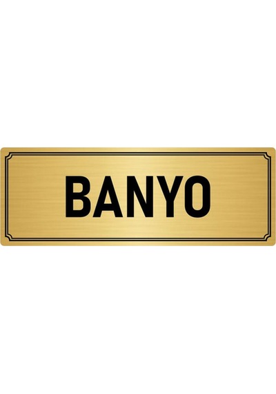 Metal Yönlendirme Levhası, Departman Kapı İsimliği Banyo 10x20 cm Altın Renk