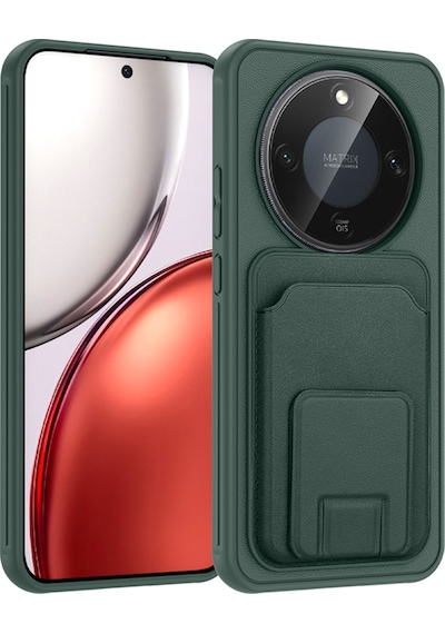 Honor Magic 8 Lite 5g İçin Uyumlu Tpu Korumalı Kart Bölmeli Deri Dokulu Kılıf