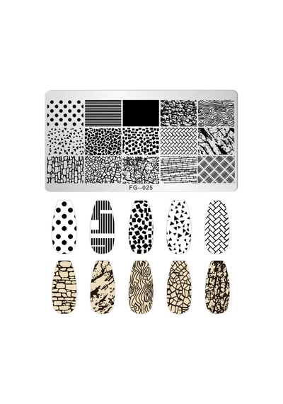 Taş Ve Geometrik Çizimler Dizayn Nail Art Stamping Baskı Plakası Fg-025
