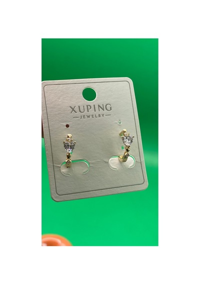 Xuping 14 Ayar Altın Renginde Kalp Detaylı Halka Çelik Küpe
