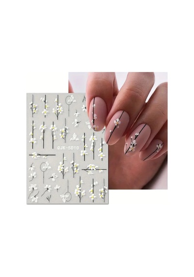 Nailist Flower - Çiçek Figürlü Renkli Çiçekli Tasarım Yapışkan Tırnak Sticker Nail Art Dövme Seti 23526395
