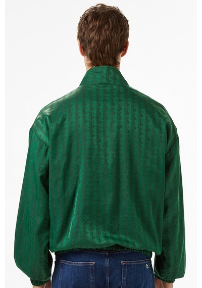Lacoste Relaxed Fit Monogram Jacket Classic Fit Dik Yaka Logolu Sweatshirt Ceket Yeşil Yeşil
