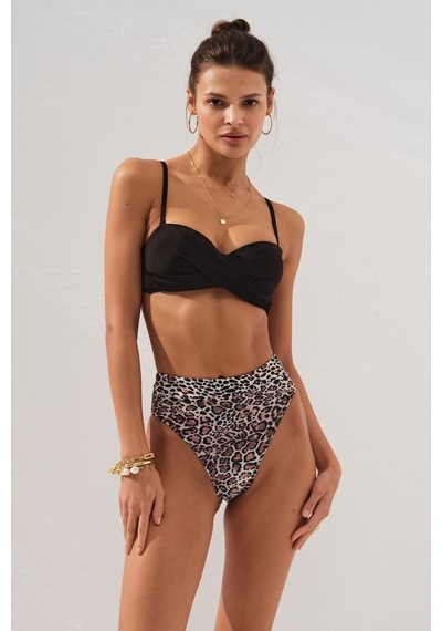 Pierre Cardin Bonie Dolgulu Straplez Yüksek Bel Bikini Takım Leopar 231225-d 231225-d Leopar Çok Renkli