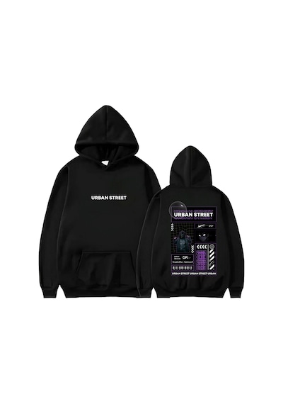 Startmore Urban Street Baskılı Kapişonlu Sweatshirt Siyah