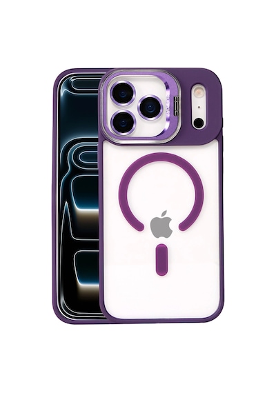 Joko Apple İphone 17 Pro Max Remim Lensli Magsafe Standlı Kapak - Derin Mor 0.2M-Çok Renkli