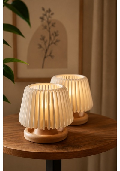 Dekoratif Led Tealight Mumluk Masaüstü Aydınlatma 2 Adet Bej - 881986858