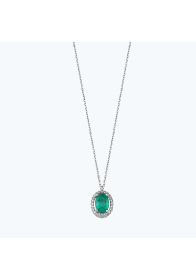 Altınbaş Pırlanta Zümrüt Oval Kolye Erm1140z-14k Altın