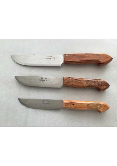 3 Adet Mutfak Bıçağı Seti - Ali Umuş - Boy 24 - 26 - 29 CM Ahşap