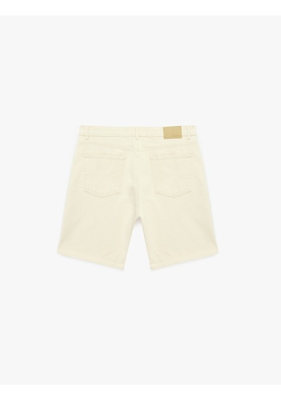 Koton Normal Bel Pamuklu Bermuda Straight Fit Jean Şort Ekru 6sam40387nd