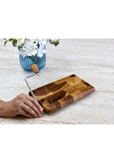 Doğal Akasya Ağacı Telli Peynir Kesme Tahtası Ve Sunum Tabağı 24x15 Cm Doğal Ahşap Rengi