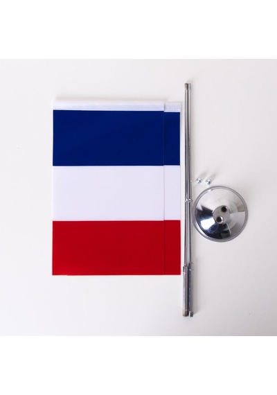 Fransa 2li Masa Bayrağı Saten Kumaş Dijital Baskı 15x22,5 cm