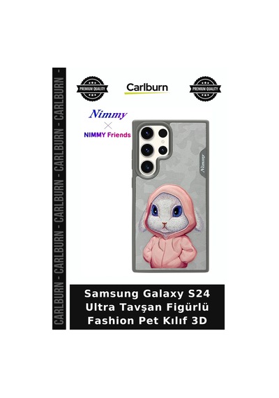 Samsung Galaxy S24 Ultra Tavşan Figürlü Fashion Pet Kılıf 3d Pembe Detaylı Tasarım Kapak Giyim Tarzı çok renkli